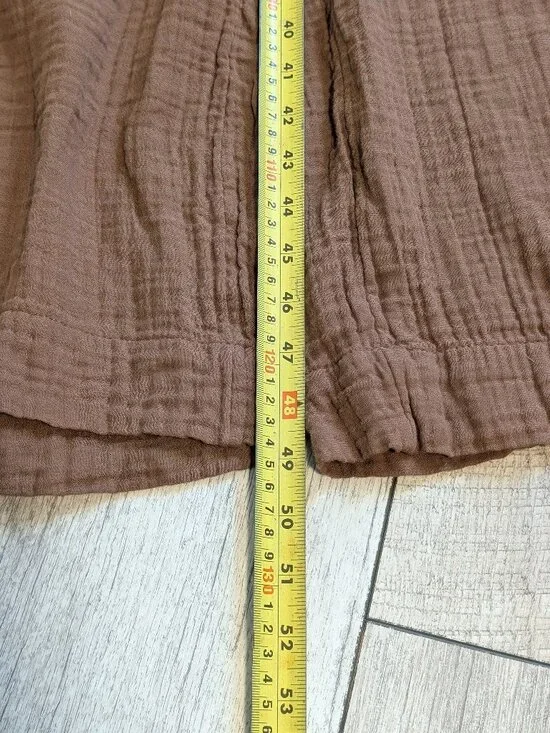 Old Navy Crinkle Gauze Tie Shoulder Jumpsuit Romper Brown Relaxed Wide Leg Boho - Picture 12 of 12